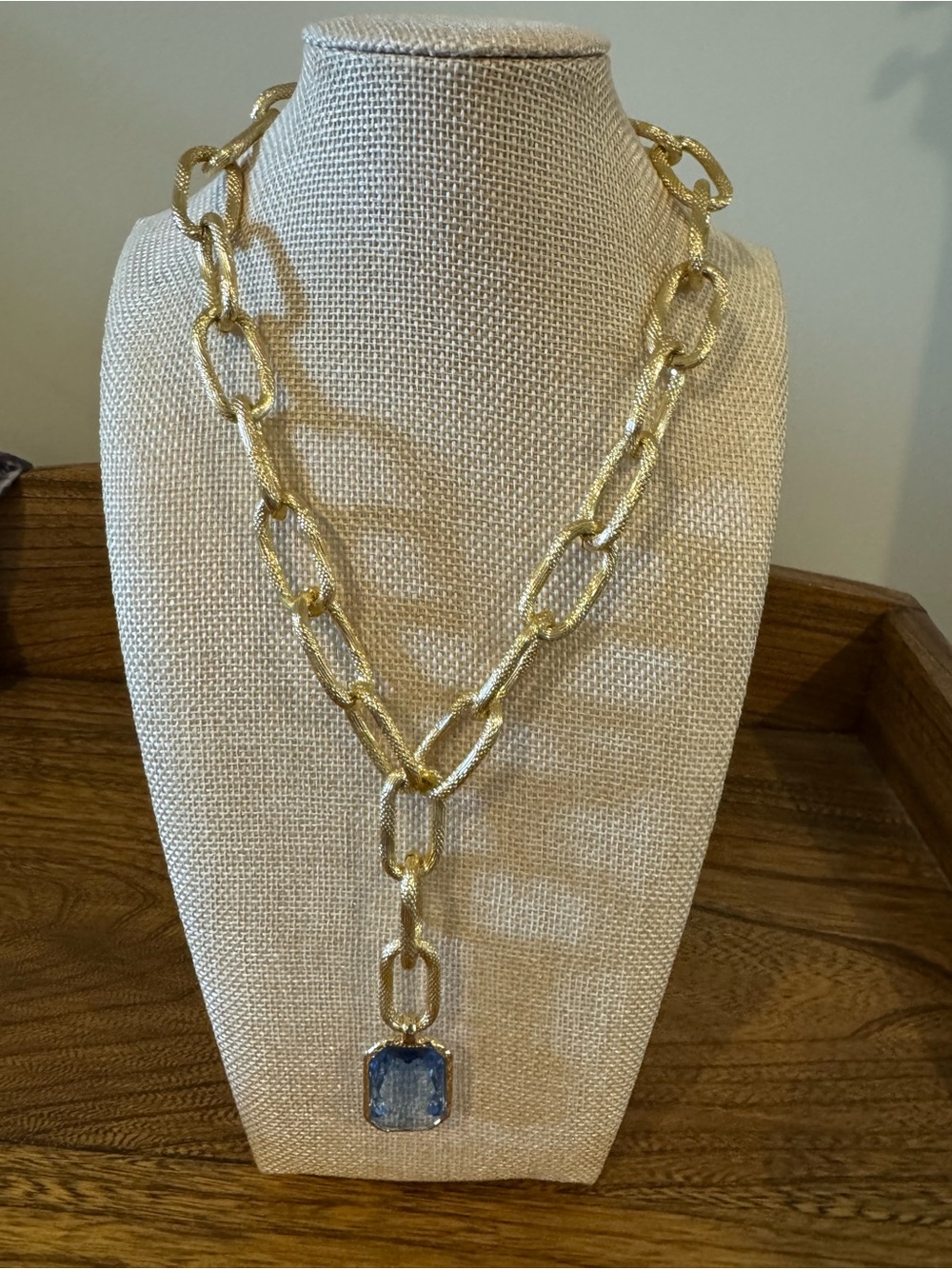 Parklane Bluebird Necklace: Gold Chain Necklace with Blue Pendant